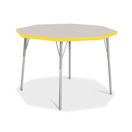 Jonti-Craft Berries Octagon Activity Table, 48 in. x 48 in., A-height, Freckled Gray/Yellow/Gray 6428JCA007